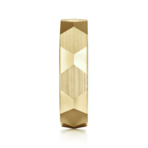 14K Yellow Gold 6mm - Carved Men's Wedding Band in Satin Finish