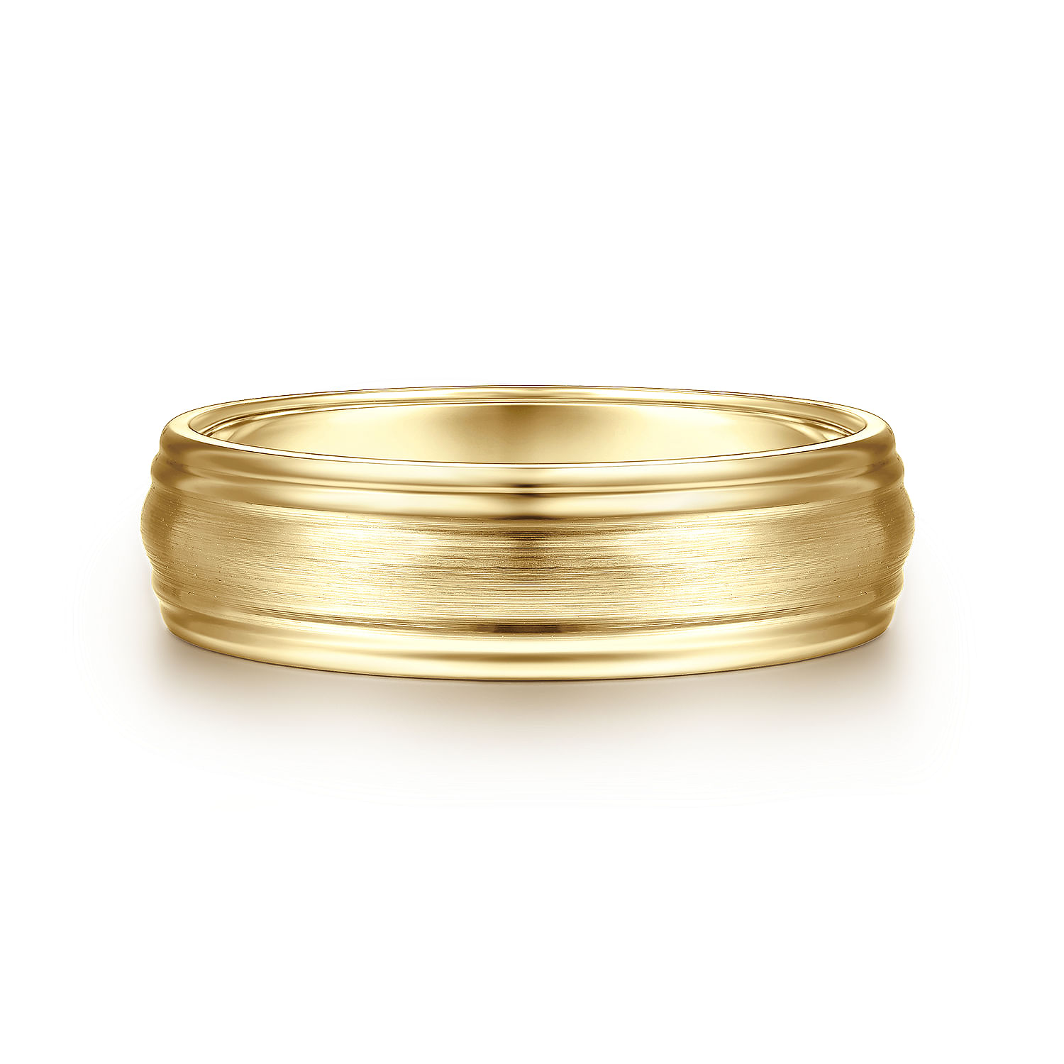14K Yellow Gold 6mm - Carved Men's Wedding Band in Satin Finish