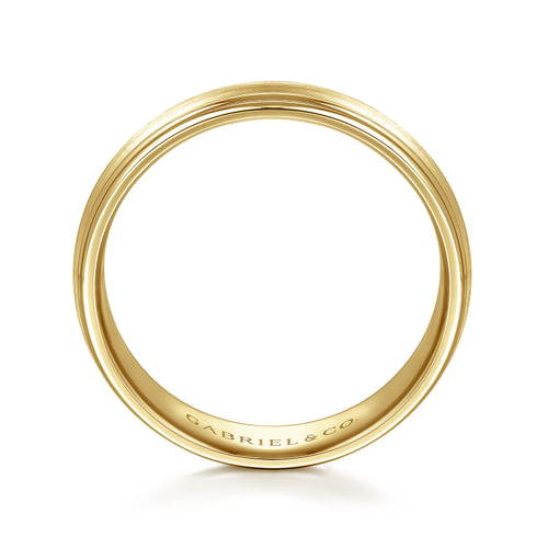 14K Yellow Gold 6mm - Carved Men's Wedding Band in Satin Finish