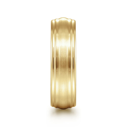 14K Yellow Gold 6mm - Carved Men's Wedding Band in Satin Finish