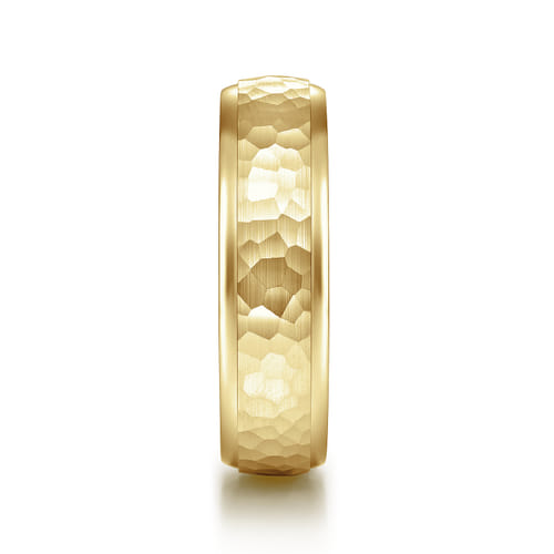 14K Yellow Gold 6mm - Hammered Finish Men's Wedding Band 
