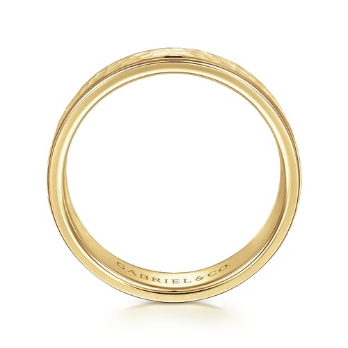 14K Yellow Gold 6mm - Hammered Men's Wedding Band