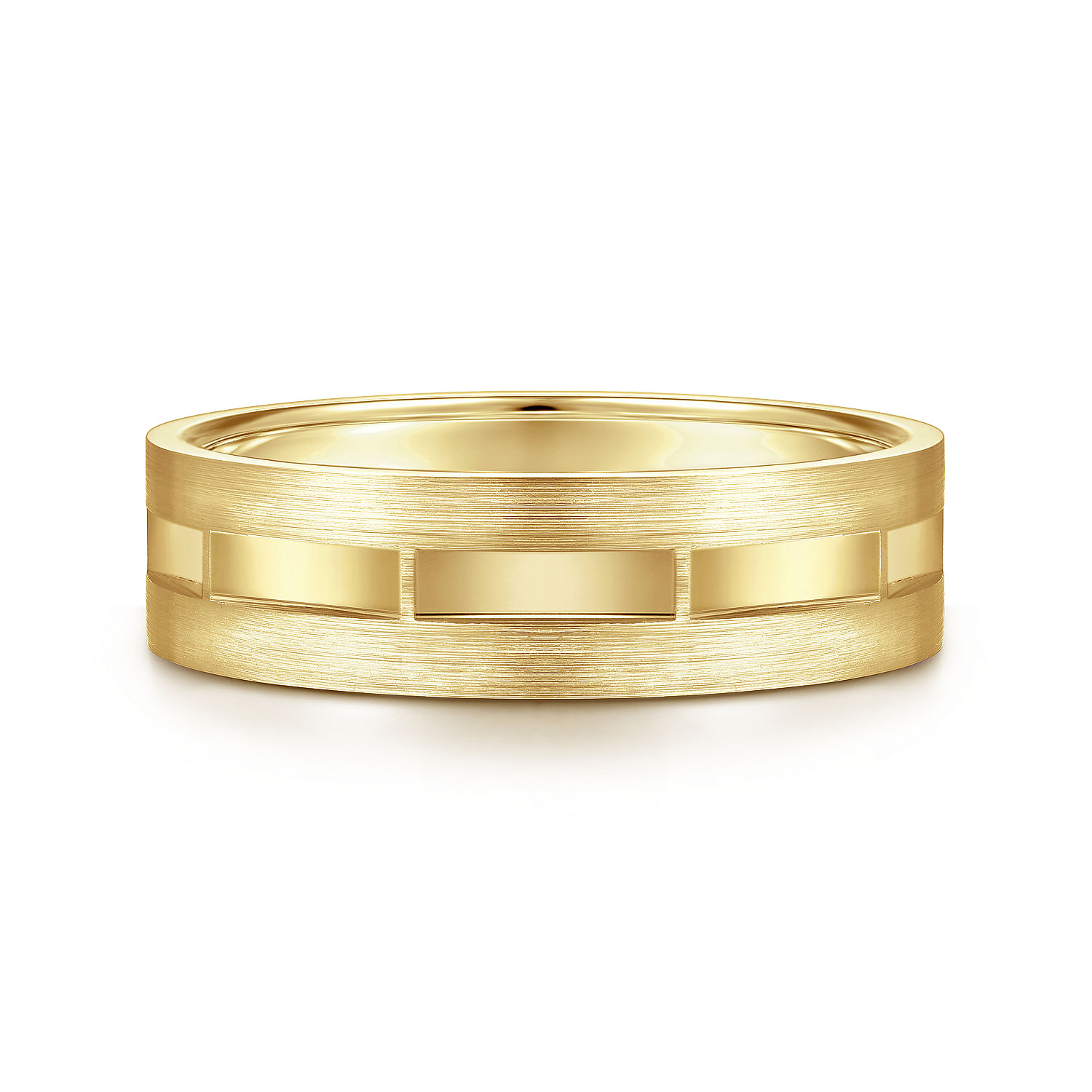 14K Yellow Gold 6mm - Interwoven Men's Wedding Band in Brushed and Satin Finish