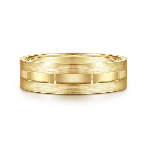 14K Yellow Gold 6mm - Interwoven Men's Wedding Band in Brushed and Satin Finish