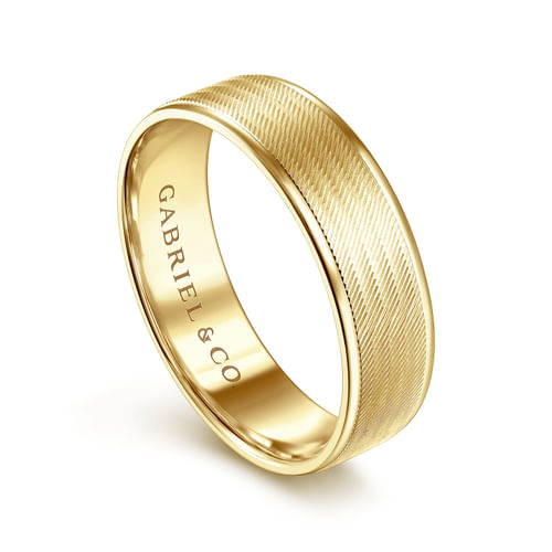 14K Yellow Gold 6mm - Men's Wedding Band in Brushed Finish