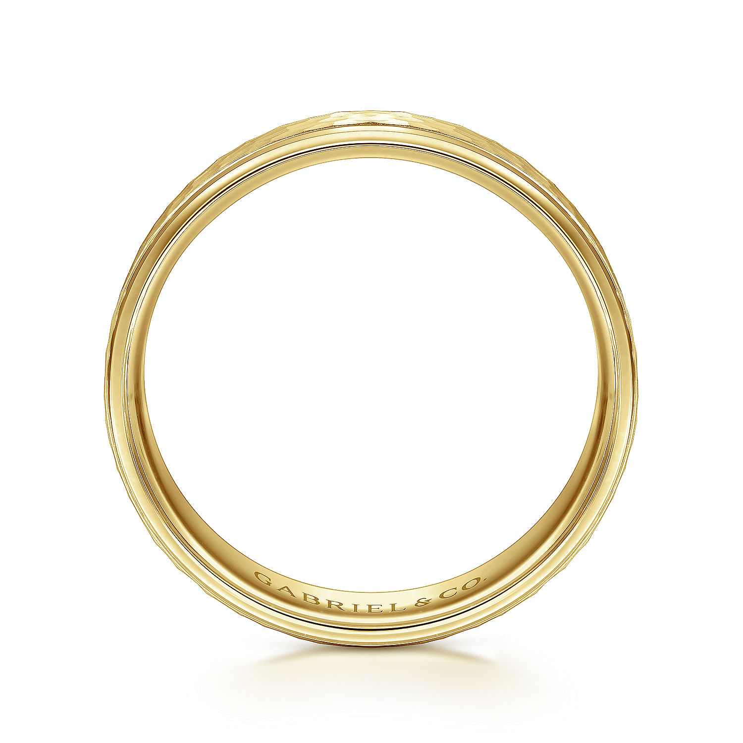 14K Yellow Gold 6mm - Men's Wedding Band in Hammered Finish
