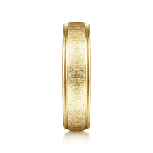 14K Yellow Gold 6mm - Men's Wedding Band in Sandblast Finish
