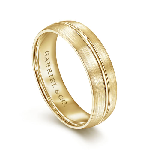 14K Yellow Gold 6mm - Men's Wedding Band in Satin Finish