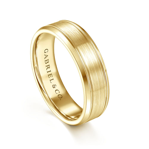 14K Yellow Gold 6mm - Men's Wedding Band in Satin Finish