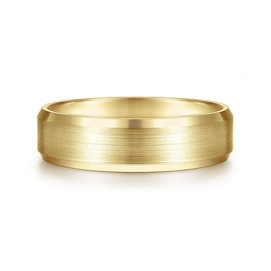 Gabriel - 14K Yellow Gold 6mm - Satin Finish Men's Wedding Band with Beveled Edge