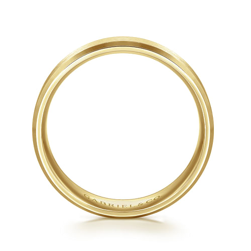 14K Yellow Gold 6mm - Satin Finish Men's Wedding Band with Beveled Edge