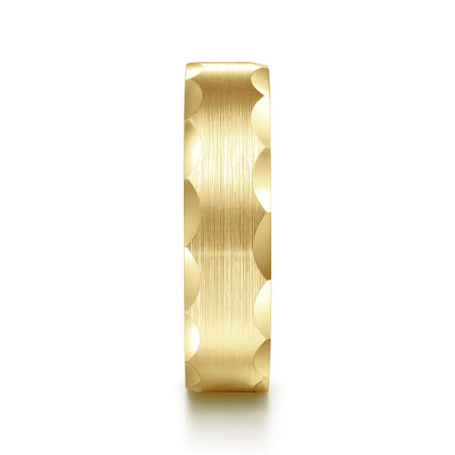 14K Yellow Gold 6mm - Satin Grooved Edge Men's Wedding Band