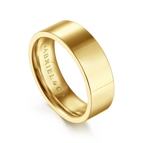 14K Yellow Gold 6mm High Polished Cigar Band angle 3