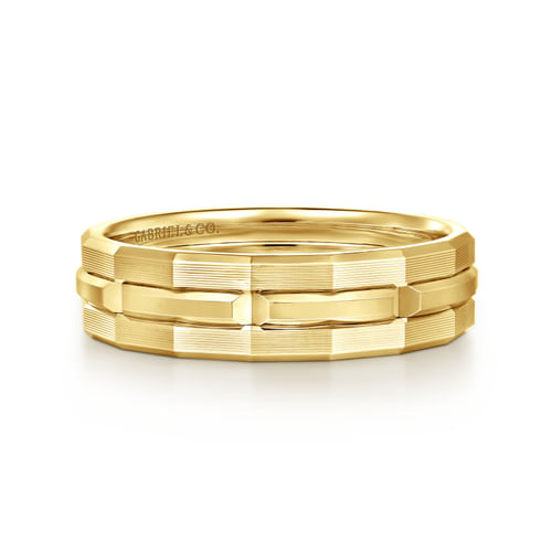 14K Yellow Gold 6mm Men's Ring Brush Finish in Satin Finish