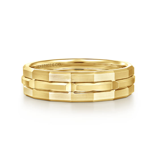 14K Yellow Gold 6mm Men's Ring Brush Finish in Satin Finish