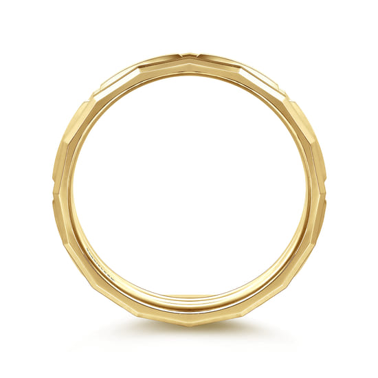 14K Yellow Gold 6mm Men's Ring Brush Finish in Satin Finish angle 2