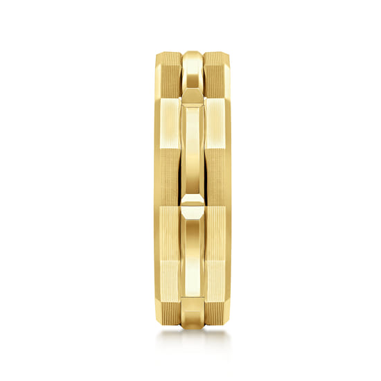 14K Yellow Gold 6mm Men's Ring Brush Finish in Satin Finish angle 4