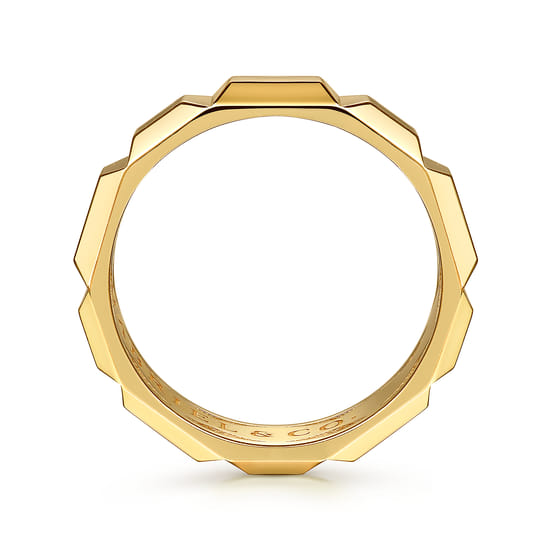 14K Yellow Gold 6mm Square Mens Ring in High Polished Finish angle 2