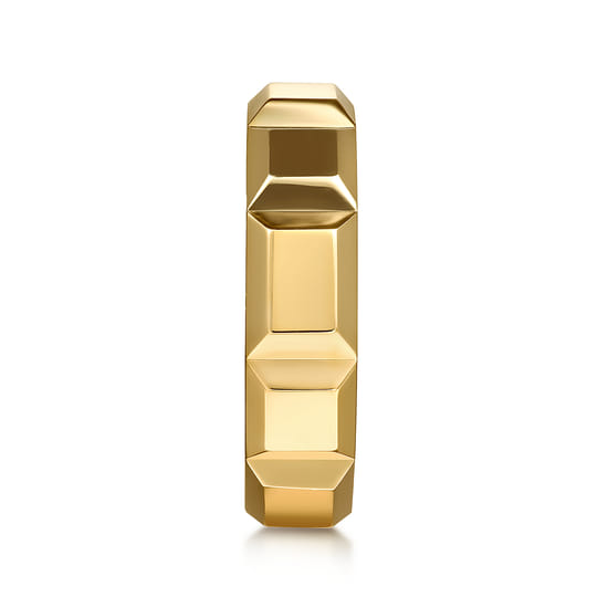 14K Yellow Gold 6mm Square Mens Ring in High Polished Finish angle 4