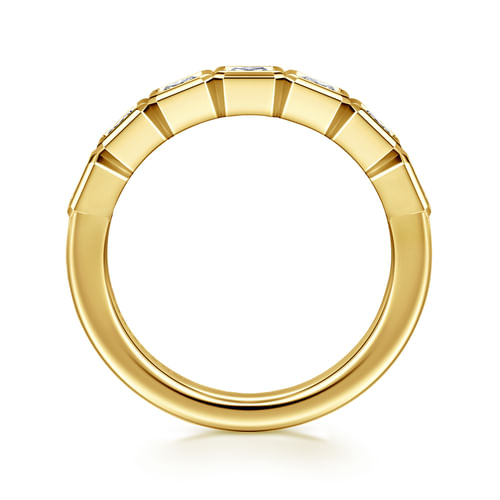 14K Yellow Gold 7 Stone Bezel Princess Cut Diamond Anniversary Band