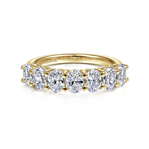 14K Yellow Gold 7 Stone Oval Diamond Anniversary Band