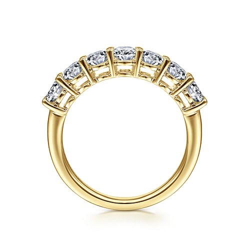 14K Yellow Gold 7 Stone Oval Diamond Anniversary Band