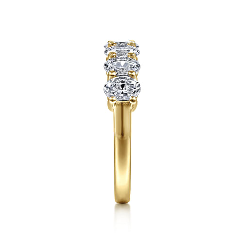 14K Yellow Gold 7 Stone Oval Diamond Anniversary Band