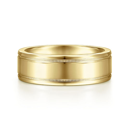 14K Yellow Gold 7mm - High Polished Men's Wedding Band 