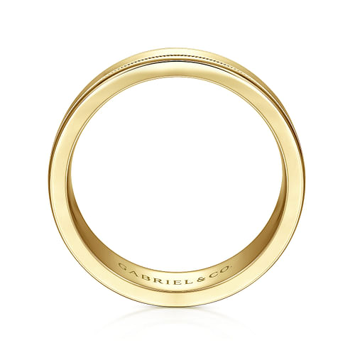 14K Yellow Gold 7mm - High Polished Men's Wedding Band 