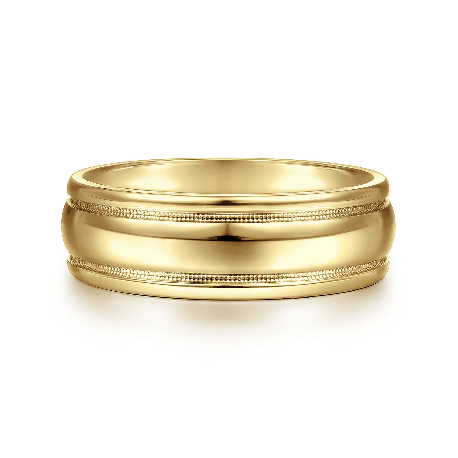 14K Yellow Gold 7mm - Men's Wedding Band in High Polished Finish