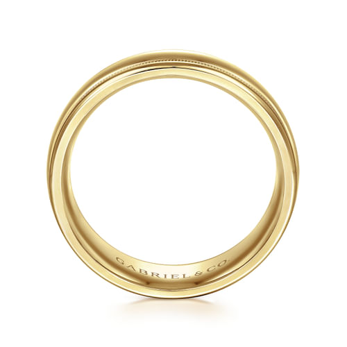 14K Yellow Gold 7mm - Men's Wedding Band in High Polished Finish