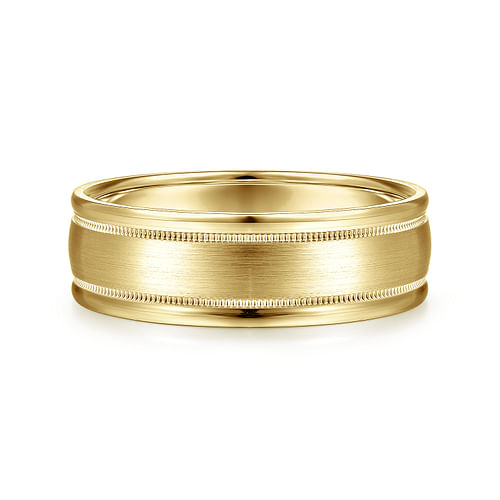 14K Yellow Gold 7mm - Men's Wedding Band in Satin Finish