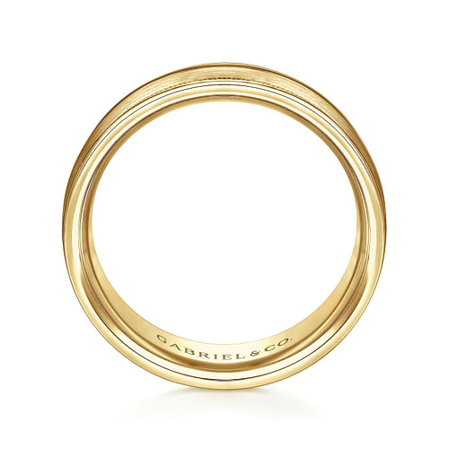 14K Yellow Gold 7mm - Men's Wedding Band in Satin Finish