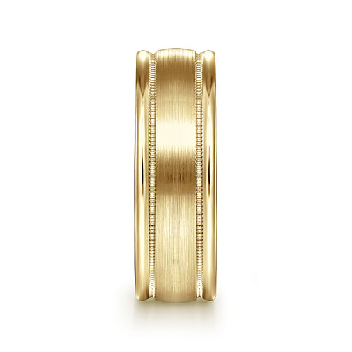 14K Yellow Gold 7mm - Men's Wedding Band in Satin Finish