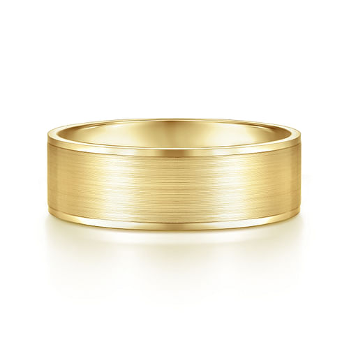 14K Yellow Gold 7mm - Men's Wedding Band in Satin Finish