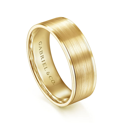 14K Yellow Gold 7mm - Men's Wedding Band in Satin Finish