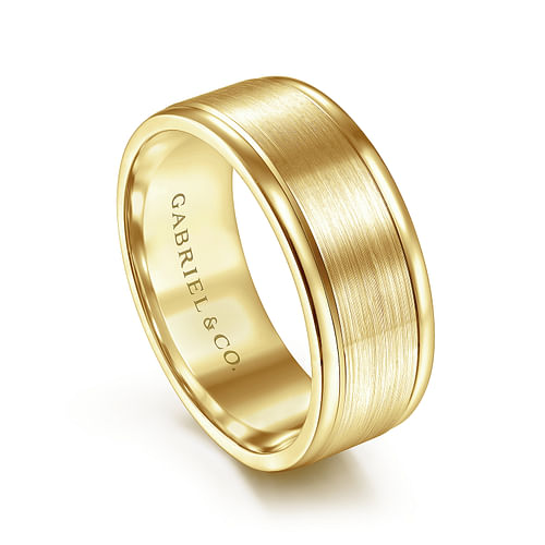 14K Yellow Gold 8mm - Men's Wedding Band in Satin Finish