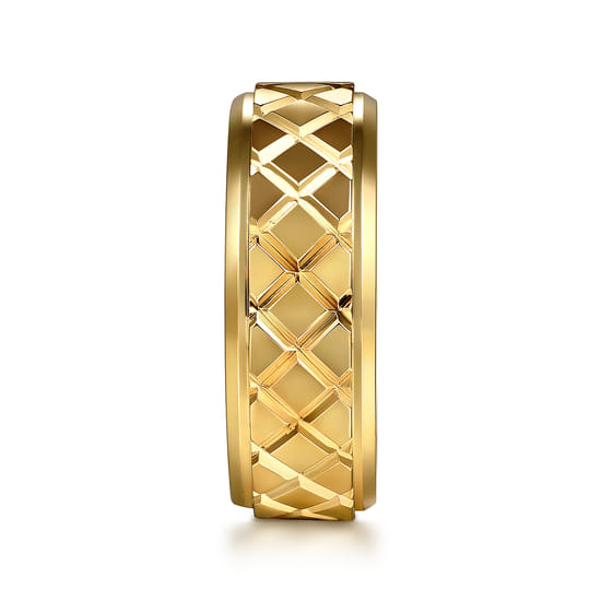14K Yellow Gold 8mm Square Mens Ring in High Polished Finish angle 4