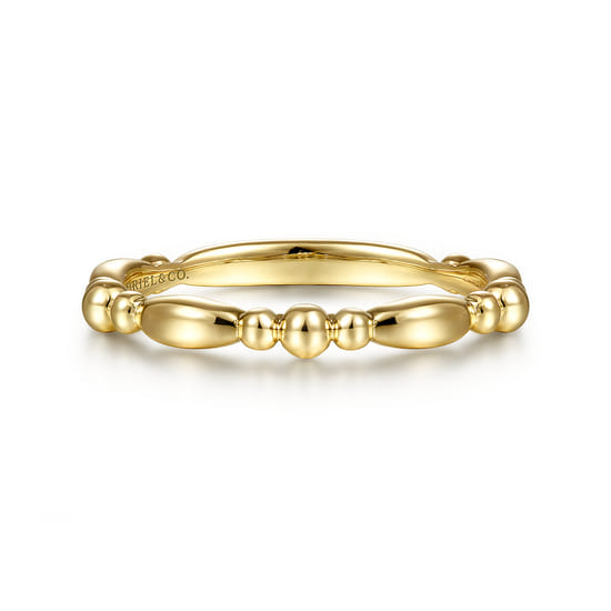 14K Yellow Gold Alternating Bar and Bujukan Bead Stackable Ring 14K Yellow Gold Alternating Bar and Bujukan Bead Stackable Ring
