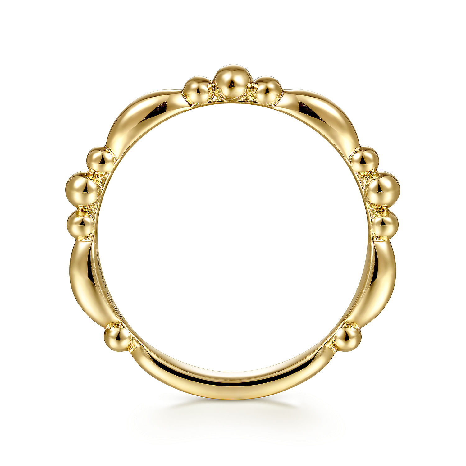 14K Yellow Gold Alternating Bar and Bujukan Bead Stackable Ring