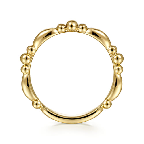 14K Yellow Gold Alternating Bar and Bujukan Bead Stackable Ring