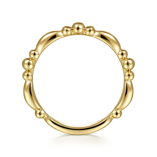 14K Yellow Gold Alternating Bar and Bujukan Bead Stackable Ring angle 2 14K Yellow Gold Alternating Bar and Bujukan Bead Stackable Ring angle 2