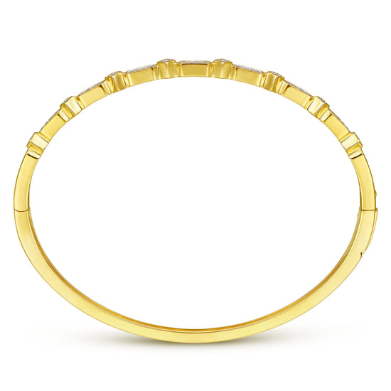 14K Yellow Gold Alternating Geometric Stations Diamond Bangle angle 3