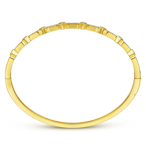 14K Yellow Gold Alternating Geometric Stations Diamond Bangle