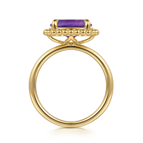 14K Yellow Gold Amethyst Bujukan Ladies Ring