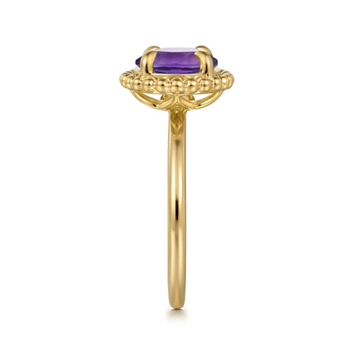 14K Yellow Gold Amethyst Bujukan Ladies Ring