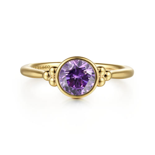 14K Yellow Gold Amethyst Bujukan Promise Ring