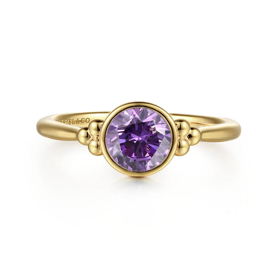 Gabriel - 14K Yellow Gold Amethyst Bujukan Promise Ring Gabriel - 14K Yellow Gold Amethyst Bujukan Promise Ring