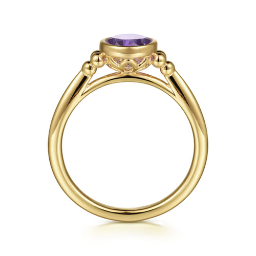 14K Yellow Gold Amethyst Bujukan Promise Ring