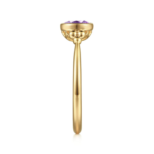 14K Yellow Gold Amethyst Bujukan Promise Ring